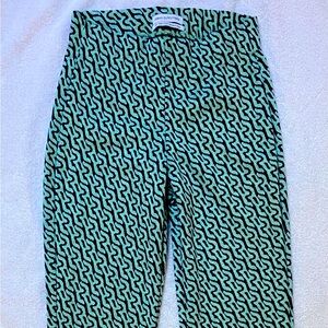 Urban outfitters green and blue patterned flare pants with stretch size small